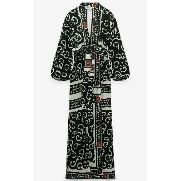 ZARA Printed Wrap Dress Belted New - Picture 10 of 12